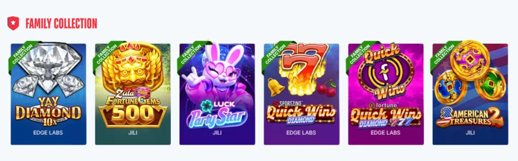 Family Collection slots category on American Luck social casino