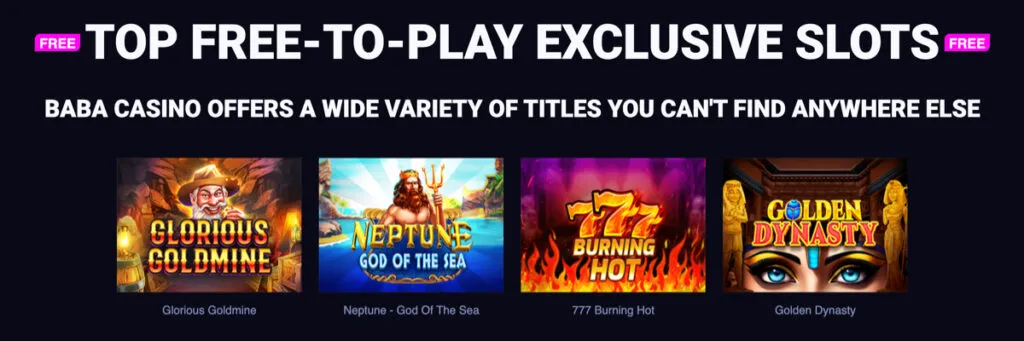 Exclusive slot games at Baba Social Casino