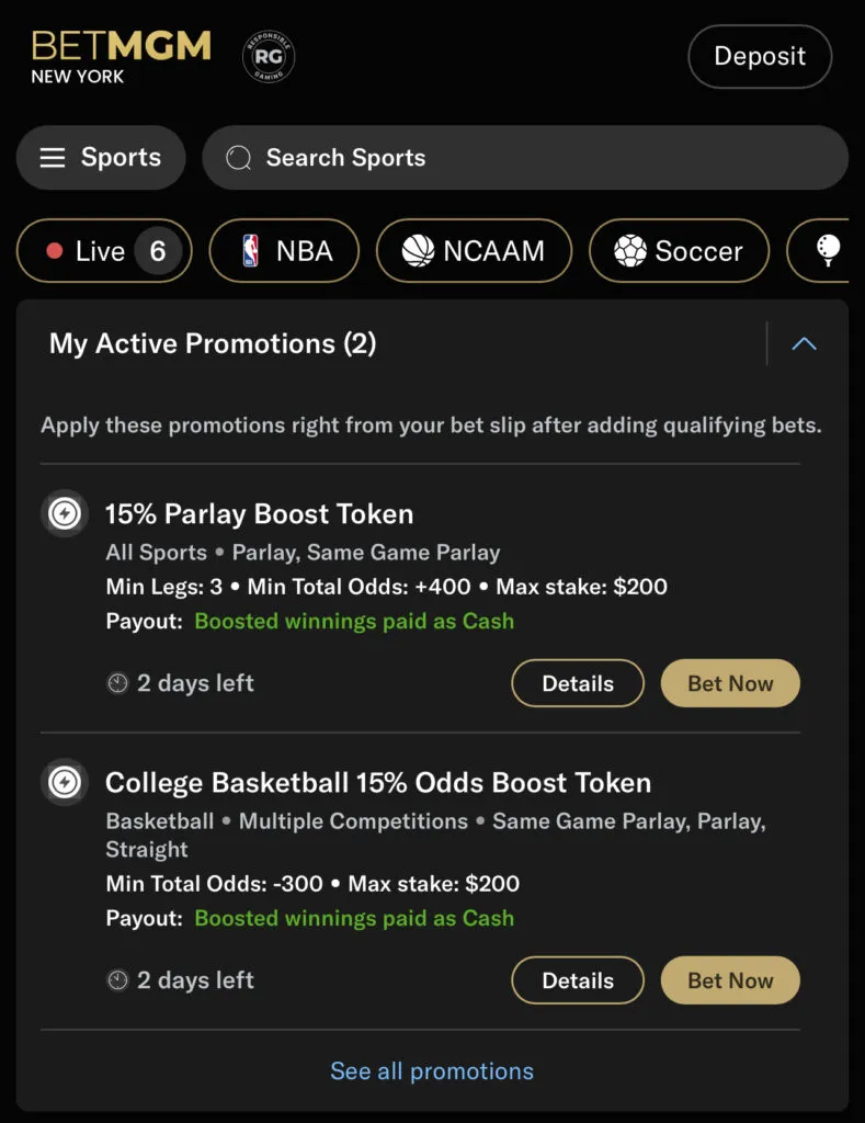 BetMGM Active Promotions Details and Terms