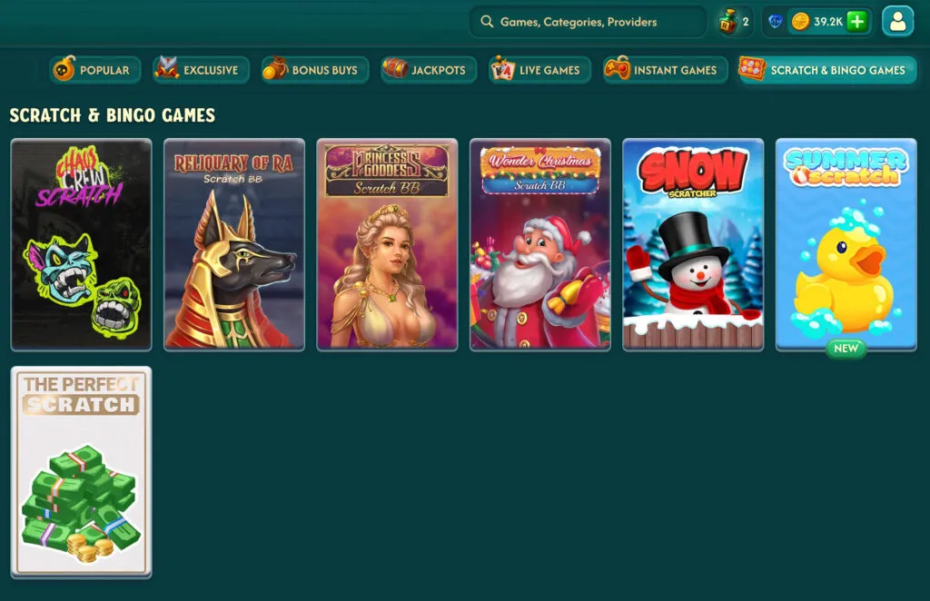 Big Pirate Casino Scratch &amp; Bingo Games section