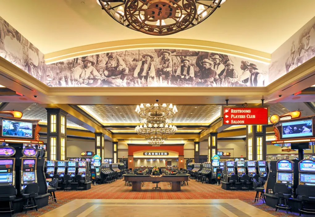 Slot machines and table games on the casino floor at Boot Hill Casino in Dodge City, Kansas