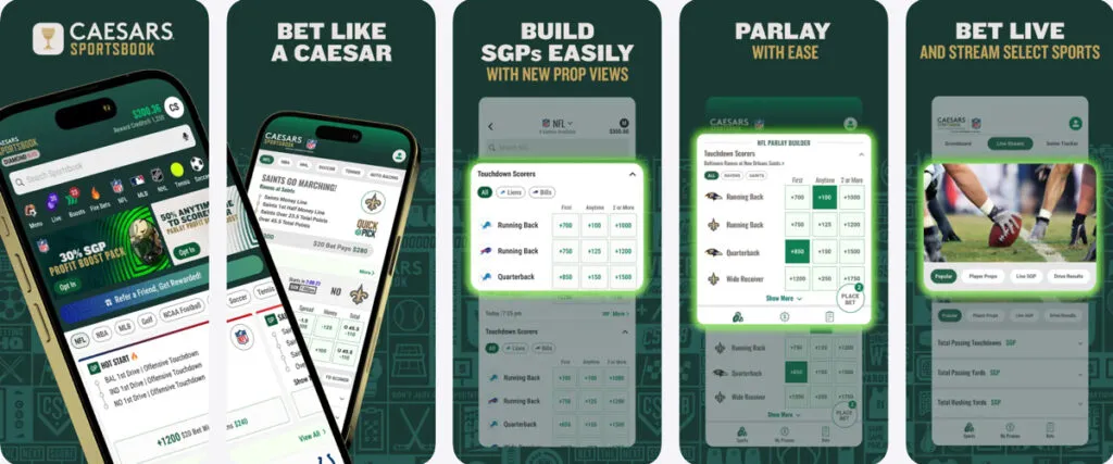 Preview of the Caesars Sportsbook iPhone app