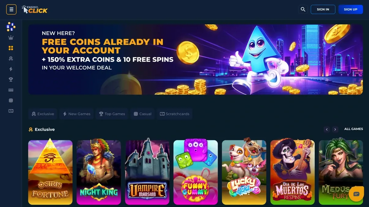 Casino Click website hompage