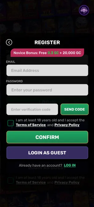 Cider Casino sign-up page with email registration form