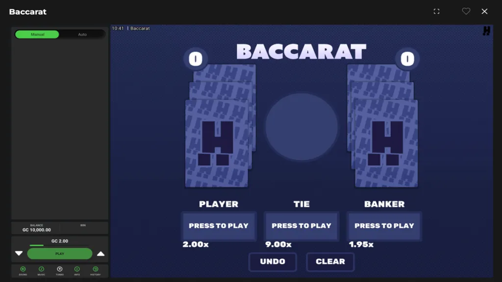 Online baccarat table game at an Alaska casino showing betting options and digital game layout