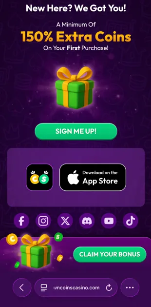 Crown Coins Casino website app download link for the mobile app