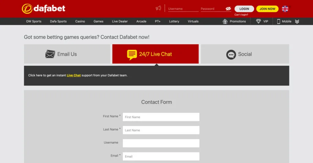 Dafabet Casino Customer Support