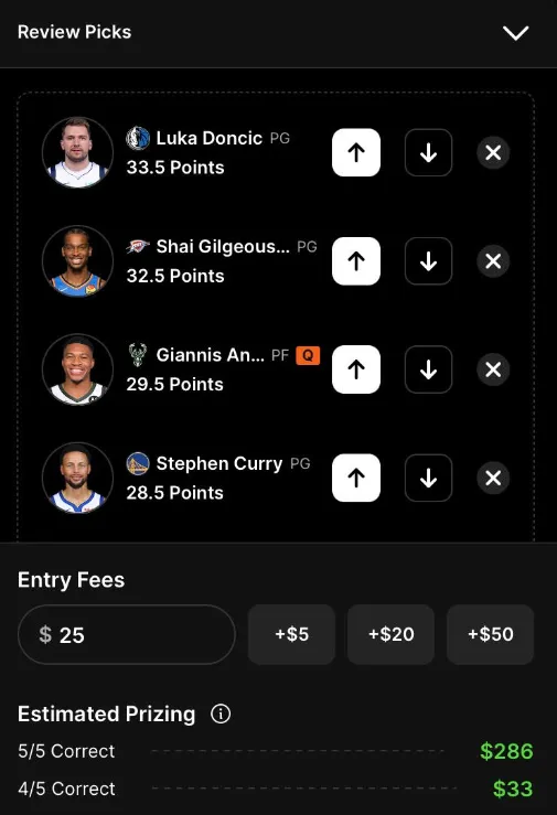 DraftKings Pick6 Payouts