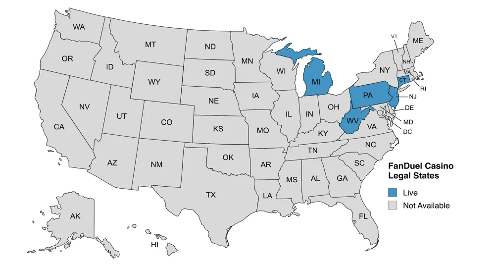 FanDuel Casino legal states map