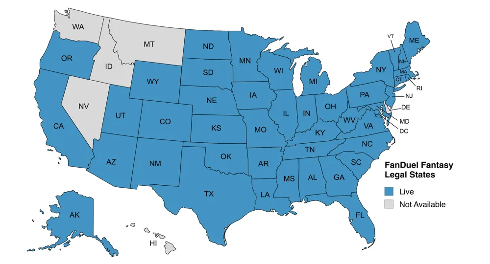 FanDuel Fantasy legal states map