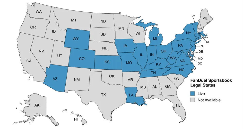 FanDuel Sportsbook legal states map