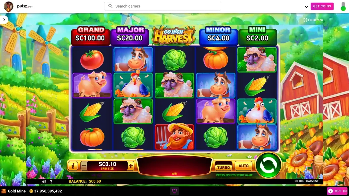 Go High Harvest at Pulsz Casino