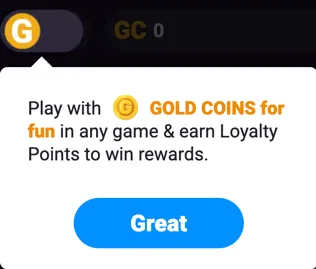 Go Go Gold Casino tutorial explaining Gold Coins (GC) and how they work