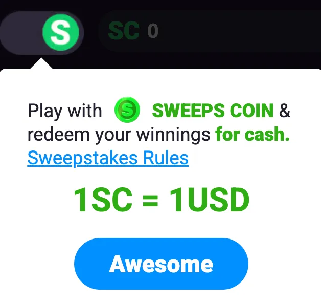 Go Go Gold Casino tutorial explaining Sweeps Coins (SC) and how they work