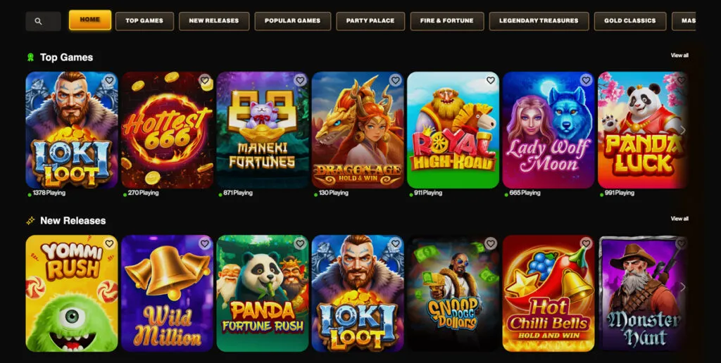 Gold Treasure Casino top slots and new releases section