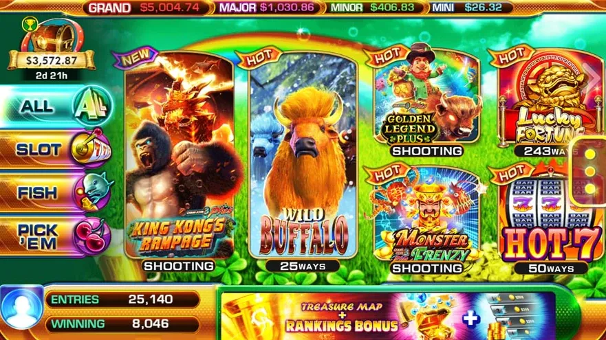 Golden Dragon Casino lobby on mobile showing game selection and main menu