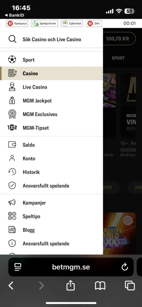 Spelutbud BetMGM