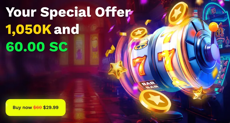 JackpotRabbit bonus offer with 60 SC and 100% match on a $29.99 purchase