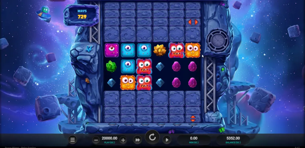 Space Miners slot game being played at LuckyLand
