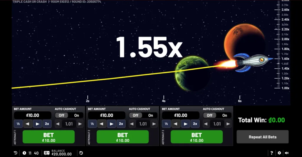Crash gambling game with rising multiplier at a Washington DC online casino