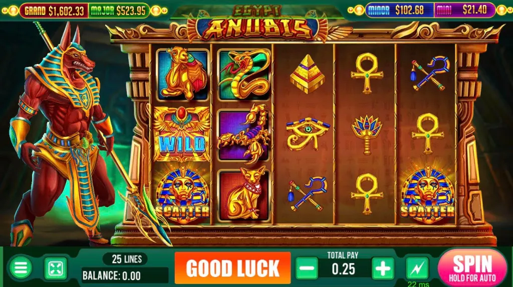 Egypt Anubis slot being played at Panda Master online casino