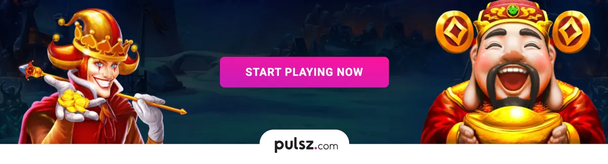 Pulsz website banner promoting the social casino platform