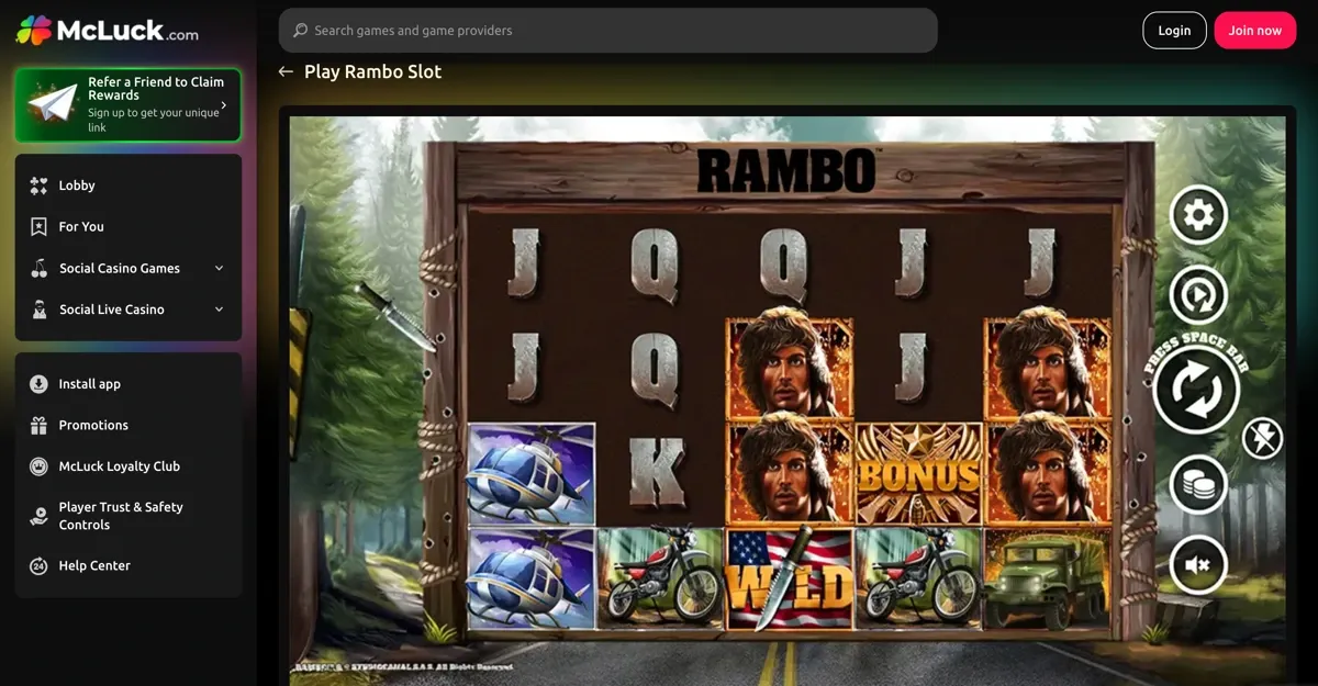 Rambo slot game