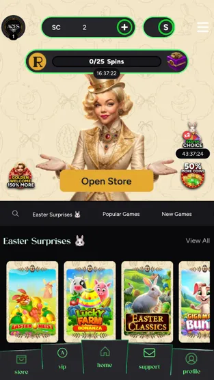 Roxy Moxy Casino mobile layout showing bottom navigation tabs