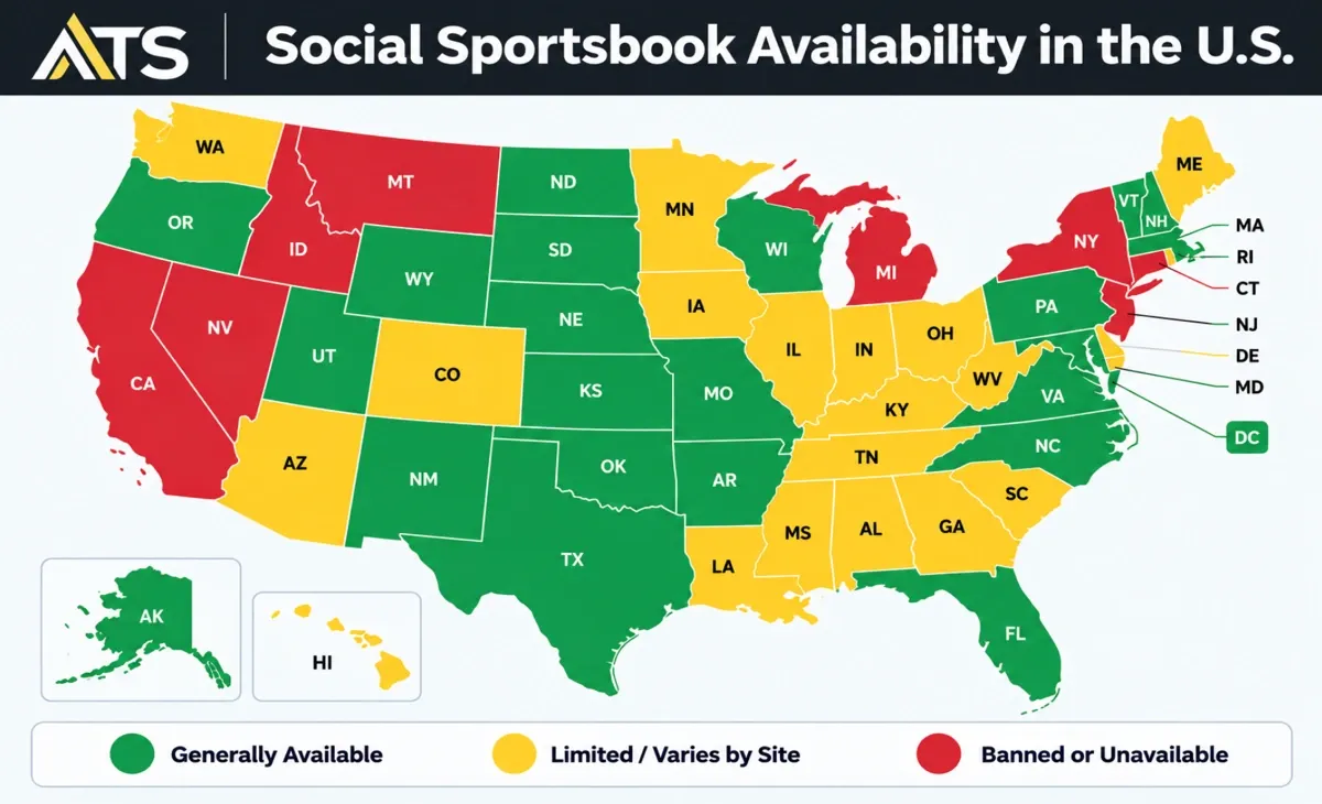 Social Sportsbook Legal States Map