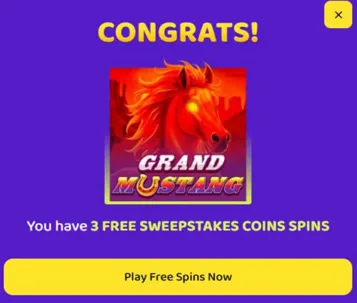 Spindoo free spins available on Grand Mustang slot after claiming welcome bonus