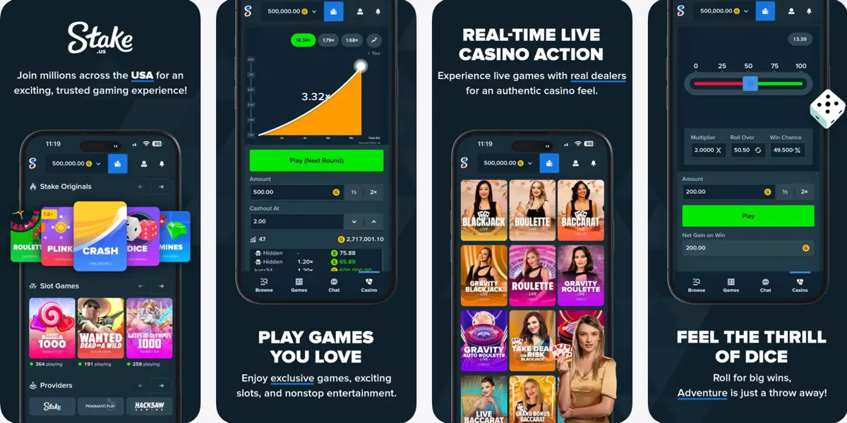 Stake.us mobile app preview