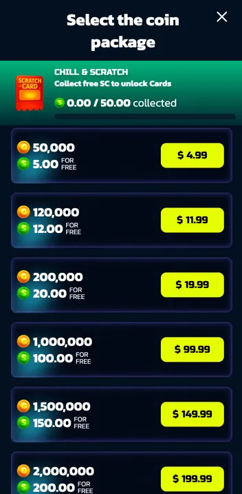 SweepShark Gold Coin packages available for purchase