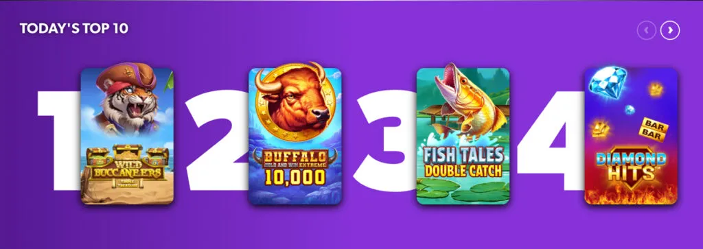 Today’s Top 10 slots section at The Win Zone Casino