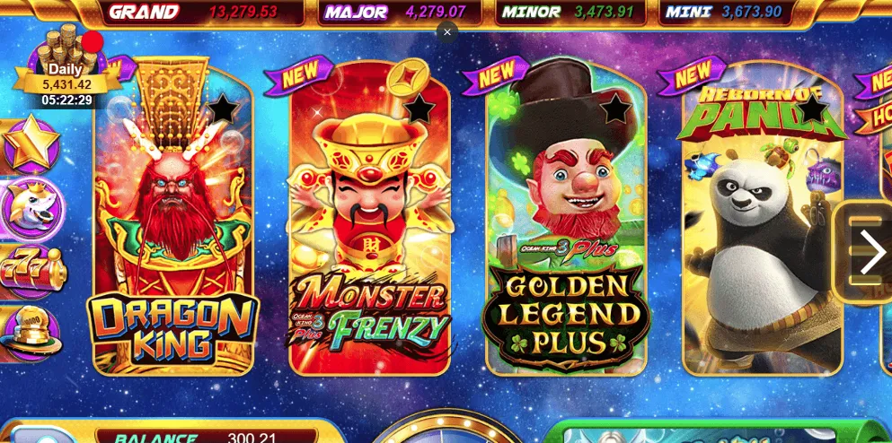 Ultra Panda Mobi app screen showing casino games and progressive jackpots