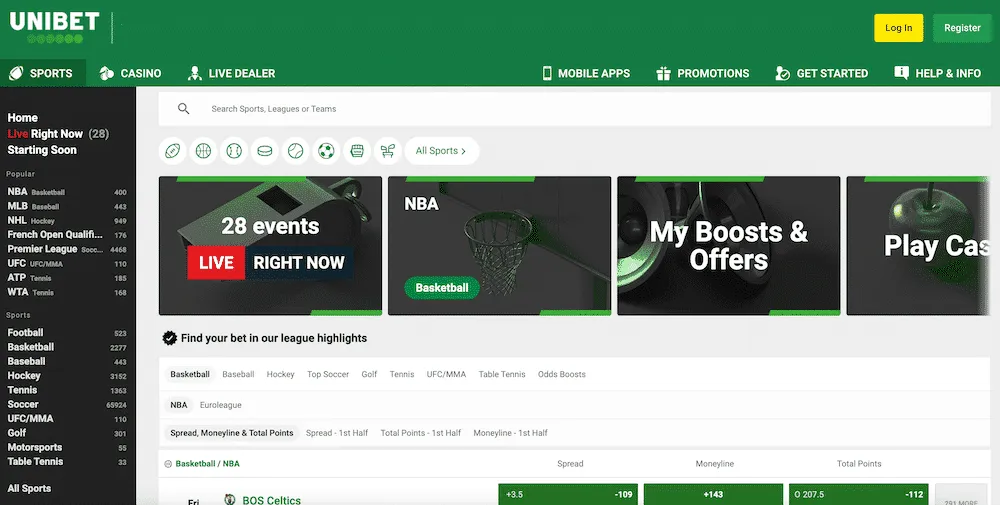 Unibet Sports Betting Options