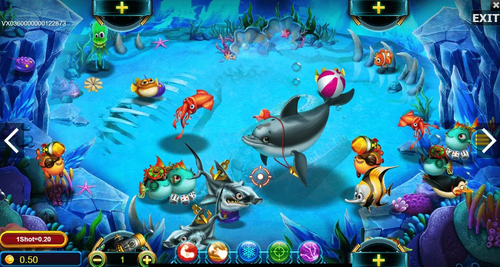 Fish shooting game being played on the Vegas7Games casino site