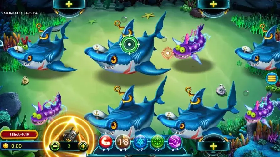 Vegas X fish shooting game being played on screen