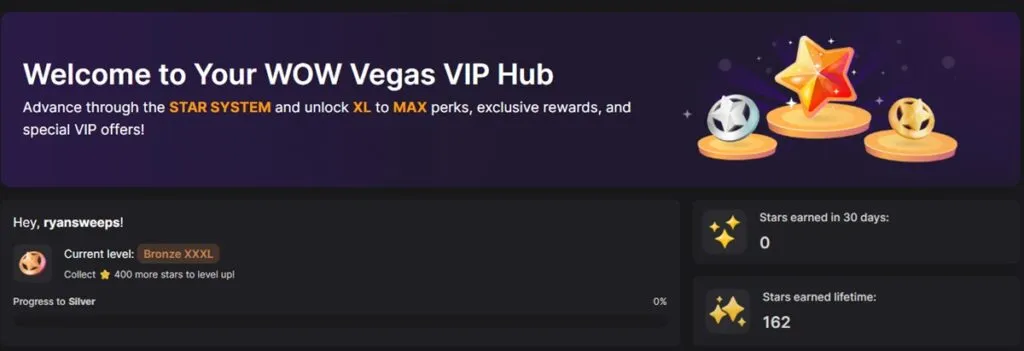 VIP Status in Wow Vegas Loyalty Rewards Program