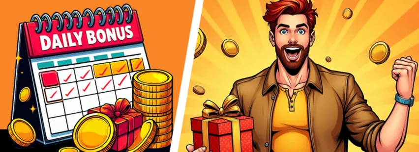 Yay Casino Daily Login Bonus banner highlighting free coin rewards for returning players each day