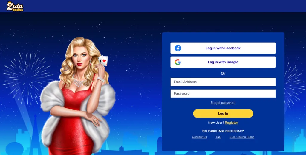 Zula Casino Login Page