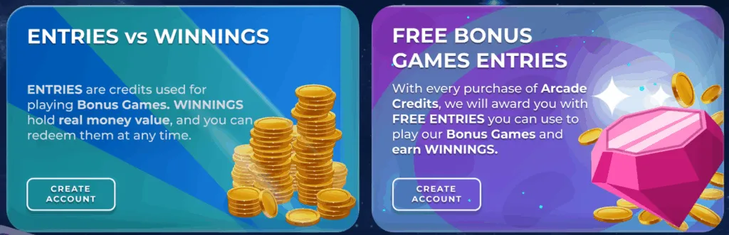 legacy arcade entries and winnings