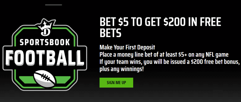 Draftkings Promo on the NFL bet 5 win 200