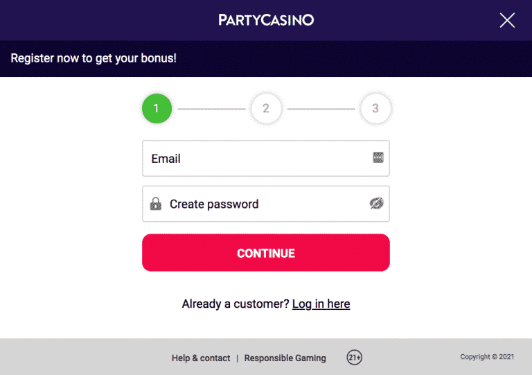 Party Casino Sign Up Form