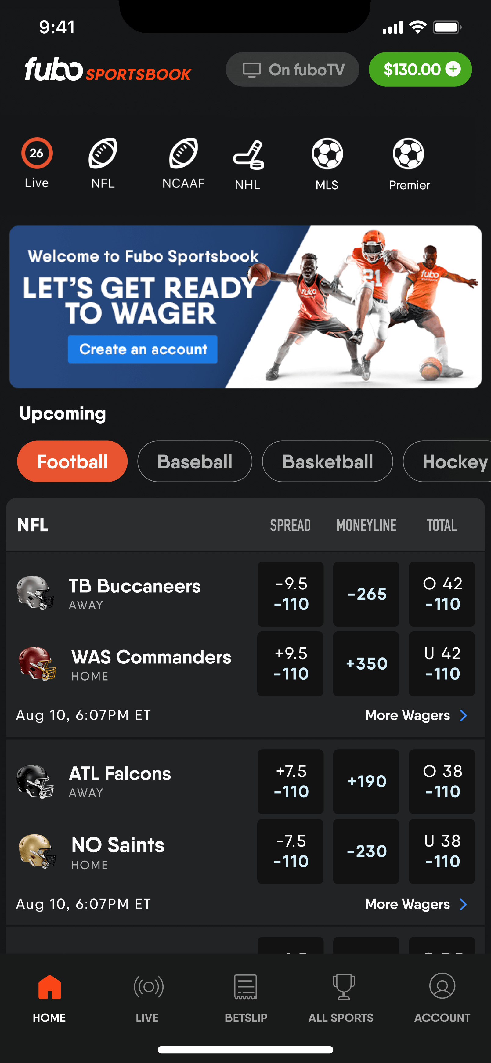 Fubo Sportsbook NFL Betting