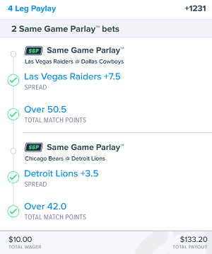 NFL Same Game Parlay With Prop Bets