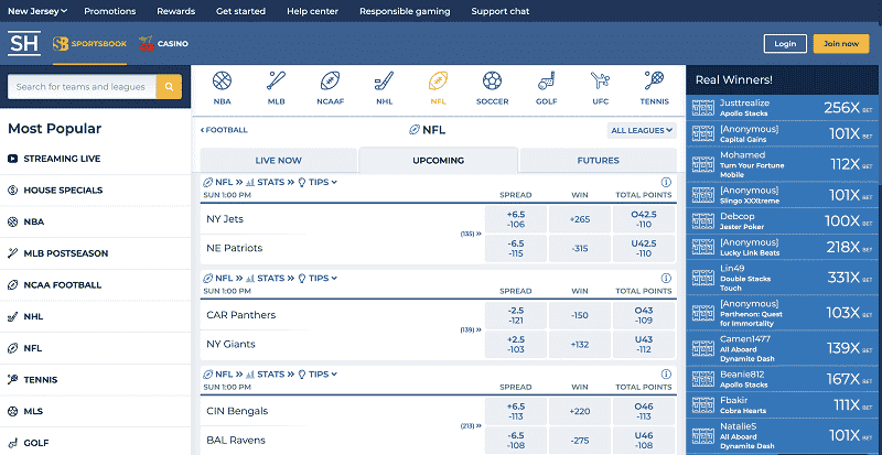 Sugarhouse betting lines and odds