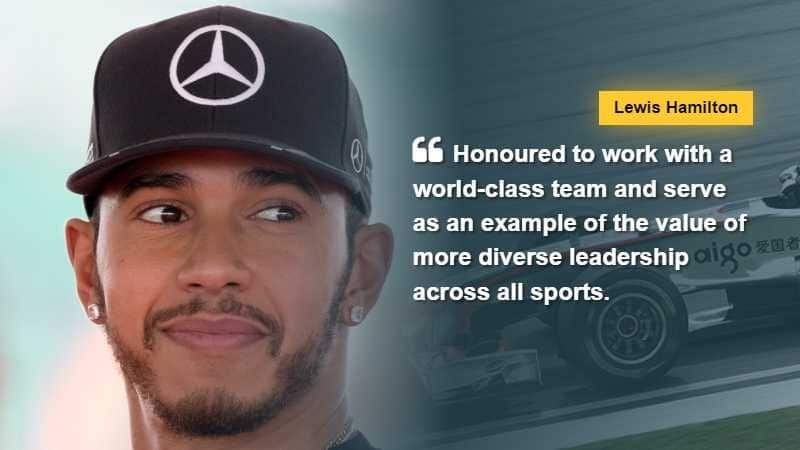 Lewis Hamilton says "Honoured to work with a world-class team and serve as an example of the value of more diverse leadership across all sports." via www.dailymail.co.uk, tags: denver - CC