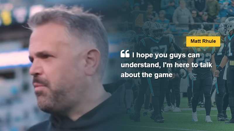 Matt Rhule says "I hope you guys can understand, I'm here to talk about the game," via VCP Football, tags: panthers head coach 37-15 - CC