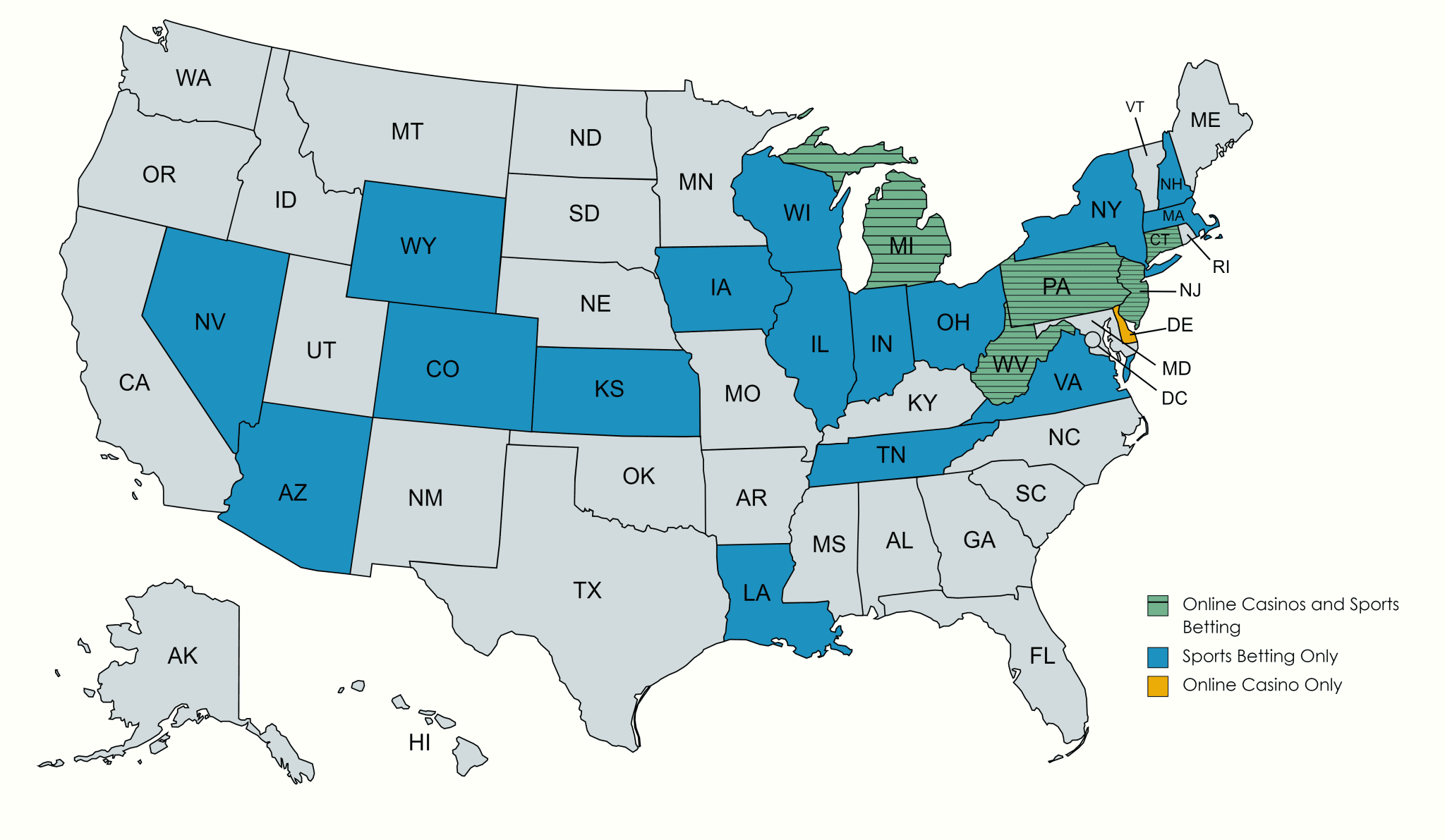 List Of Legal US Casinos Top Ten Online Casinos In The USA MapChart Map 1 1 2048x1191 
