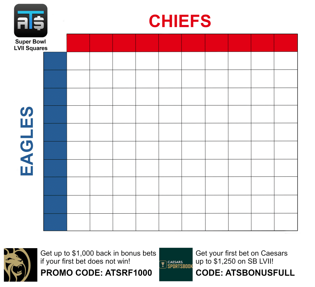 2023 Super Bowl Squares Printable PDF Free Download